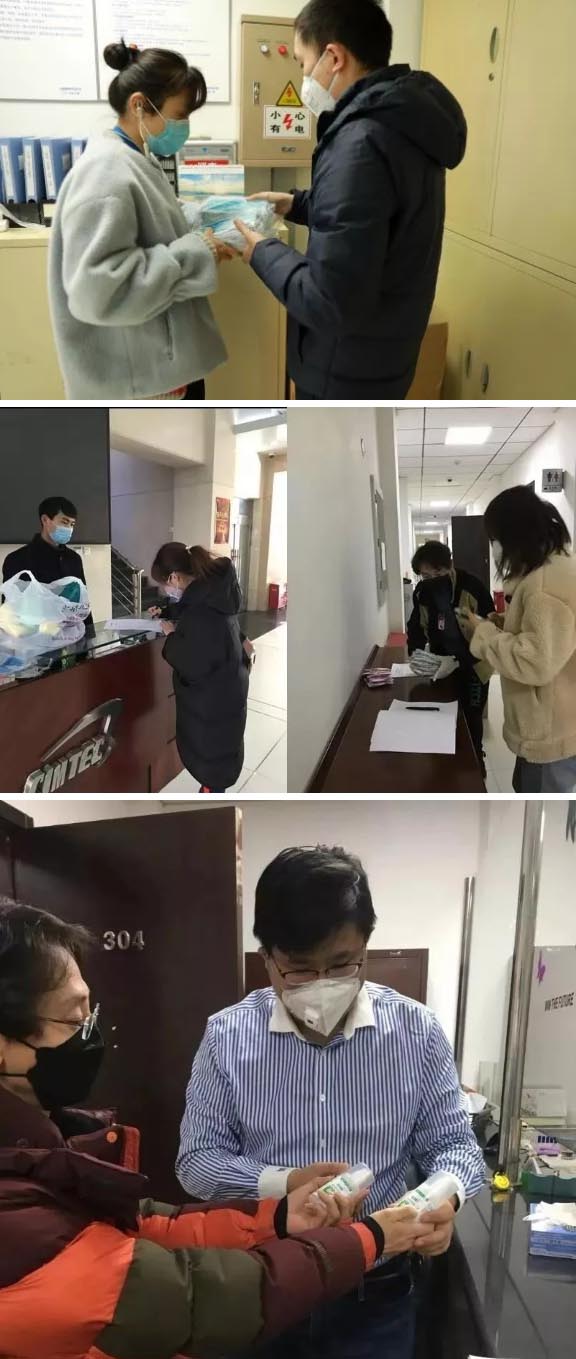 發(fā)放防護物資：口罩、手套、消毒液、洗手液